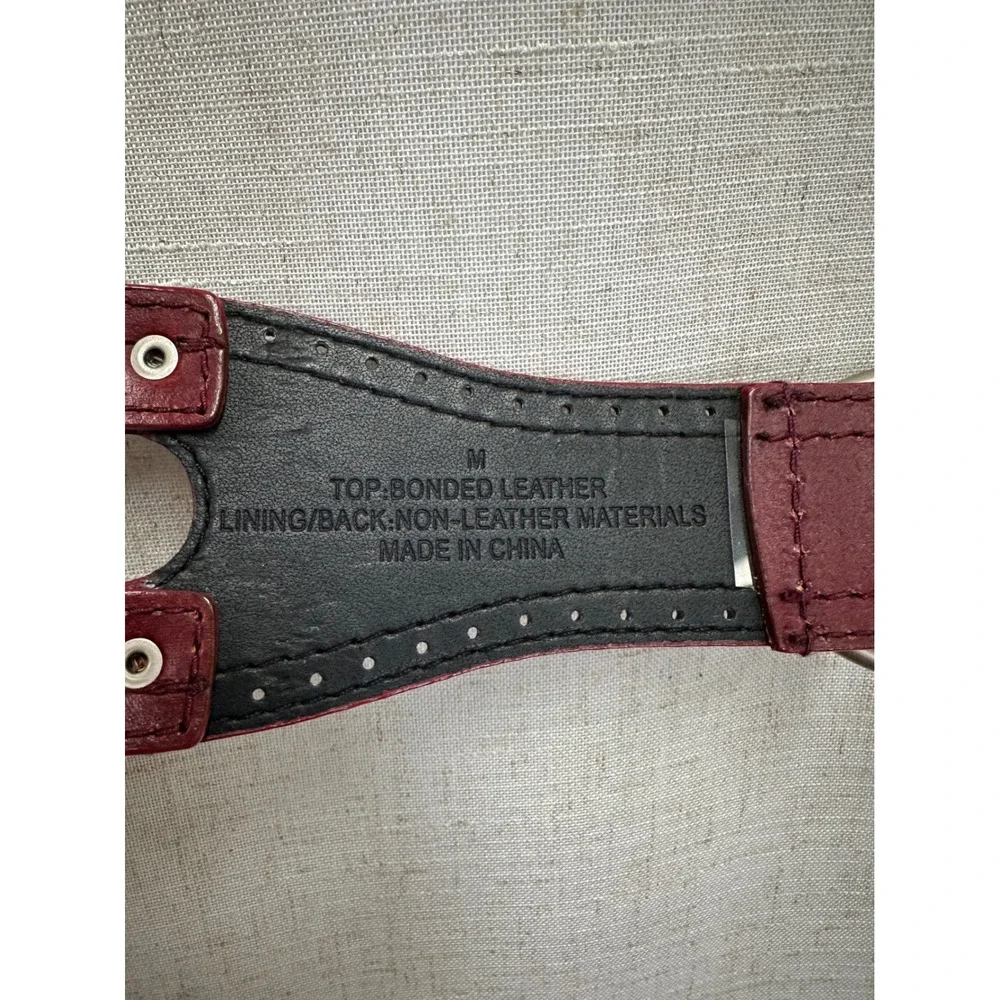 Hinged Wide Waist Belt Womens Medium‎ Red Excellent Bonded Leather Western